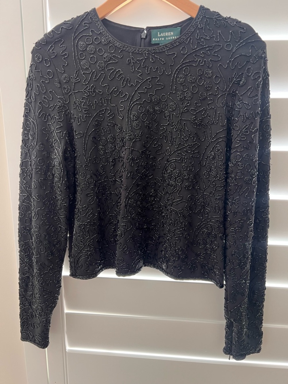 Ralph Lauren 90s long sleeve beaded party blouse